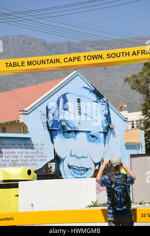 Nelson Mandela murale, Cape Town, Afrique du Sud Banque D'Images