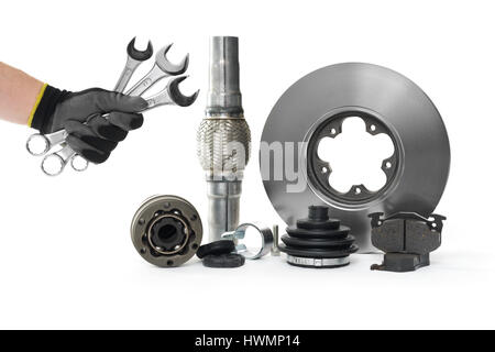 De nouvelles pièces d'auto pour la réparation, l'entretien de votre voiture, les freins et diverses autres parties Banque D'Images