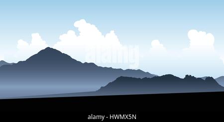 Silhouette de paysage de la vallée de Uspallata en Argentine. Illustration de Vecteur