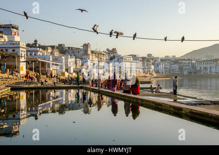 Réflexions à Pushkar, Pushkar, Inde Banque D'Images