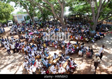 Haïti, Grand Boulage, inauguration d'une école construite avec l'appui d'entrepreneurs du monde Banque D'Images