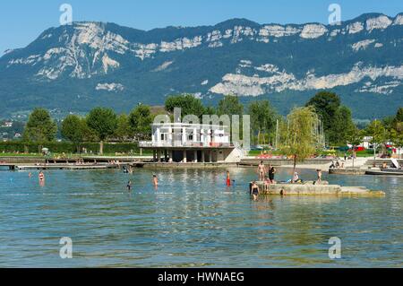 France, Savoie, Aix-les-Bains, la plage du Bourget-du-Lac Banque D'Images