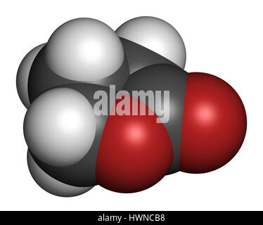 Le gamma-butyrolactone (GBL) molécule de solvant. Utilisé comme forme de prodrogue le GHB (gamma-hydroxy butyrique). Le rendu 3D. Les atomes sont représentés comme des sphères wi Banque D'Images