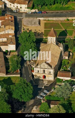 En France, deux Sevres, Melle, église Saint Hilaire, inscrite au Patrimoine Mondial de l'UNESCO depuis 1998, que le stade de la Compostelle Trails en France. (Vue Aérienne) Banque D'Images