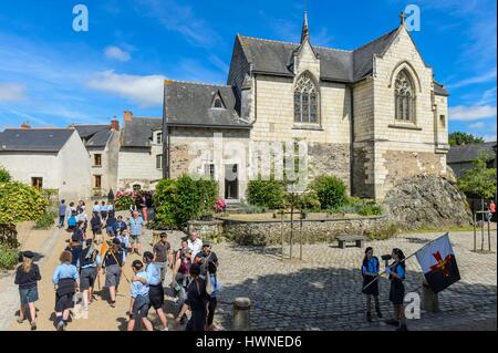 La France, dans le Maine et Loire, Vallée de la Loire classée au Patrimoine Mondial de l'UNESCO, Behuard, 15e siècle, l'église Notre-Dame Banque D'Images