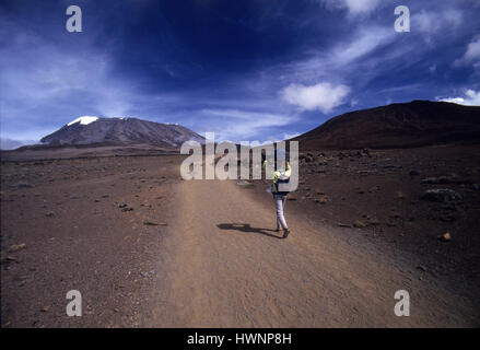 "Le passage à niveau touristique Sadlle', le Kilimandjaro en arrière-plan Banque D'Images