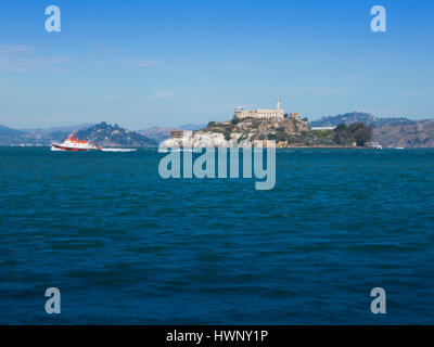 L'île d'Alcatraz est situé dans la baie de San Francisco, 1,25 miles (2.01 km) au large de San Francisco, California, United States Banque D'Images