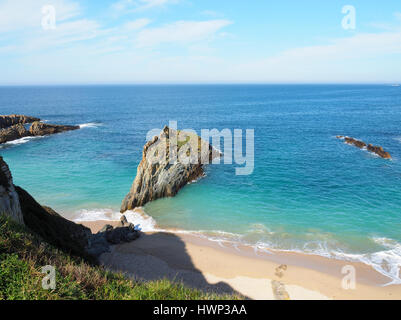 Vue de la plage de en Mexota Tapia de Casariego, Asturias - Espagne Banque D'Images