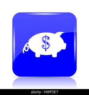 Économiser de l'argent, l'icône bouton site web bleu sur fond blanc. Banque D'Images