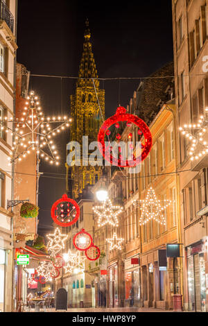 Grand Rue avec des décorations de Noël, une rue piétonne de Str Banque D'Images