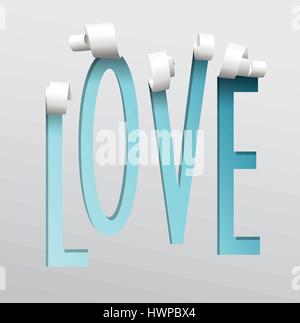L'amour bleu découper le papier avec des tourbillons dans le haut. Illustration de Vecteur
