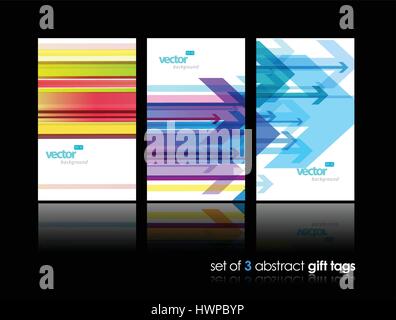 Ensemble de trois cartes-cadeaux avec des flèches. Illustration de Vecteur