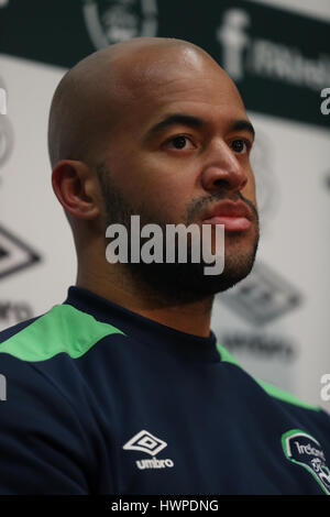 République d'Irlande est Darren Randolph au cours d'une conférence de presse au Centre National de Formation de la FAI, Dublin. Banque D'Images