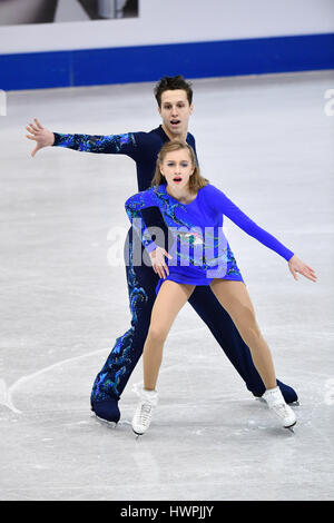 Taipei, Taiwan. Mar 16, 2017. Emiliya Kalehanova Palkhouski & Uladzislau (BLR) : Patinage Artistique Championnats du monde juniors de patinage artistique, de danse sur glace danse court à Taipei Arena à Taipei, Taiwan . Credit : AFLO SPORT/Alamy Live News Banque D'Images