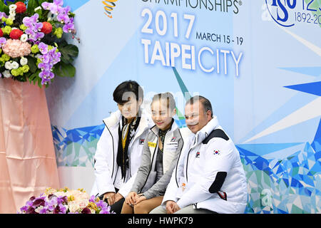 Une sorte Hyun (KOR), 17 mars 2017 - Patinage artistique  : Championnats du monde juniors de patinage artistique, les femmes le programme court à Taipei Arena à Taipei, Taiwan. (Photo par AFLO SPORT) Banque D'Images