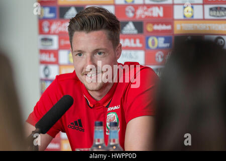 Vale Resort, Vale of Glamorgan, Pays de Galles, Royaume-Uni. Mar 22, 2017. Wayne Hennessey fait face à la presse au cours de galles médias joueur conférence à l'Hotel Balzac, Vale of Glamorgan, dans la perspective de la Coupe du Monde FIFA 2018 match de qualification contre la République d'Irlande. Photo par : Mark Hawkins/Alamy Live News Banque D'Images