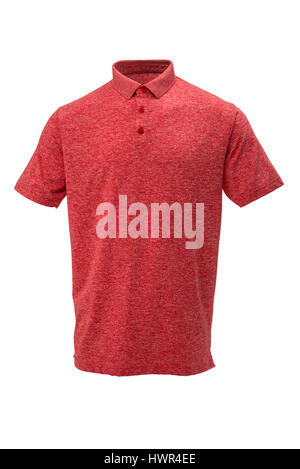 Golf rouge et blanc avec tee shirt pour homme sur fond blanc Banque D'Images