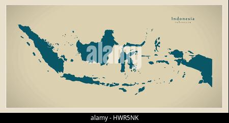 Carte moderne - Indonésie ID Illustration de Vecteur