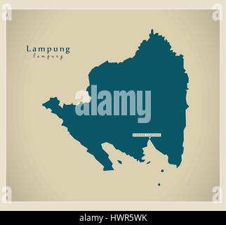 Carte moderne - ID de Lampung Illustration de Vecteur