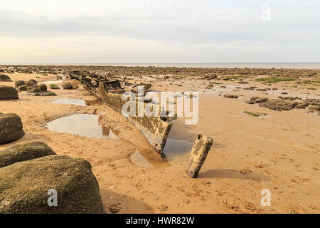 Hunstanton, Angleterre - 10 mars : naufrage du chalutier à vapeur en « Sheraton' sur plage de Hunstanton, Norfolk. image HDR. Dans hunstanton, Norfolk, Angleterre Banque D'Images