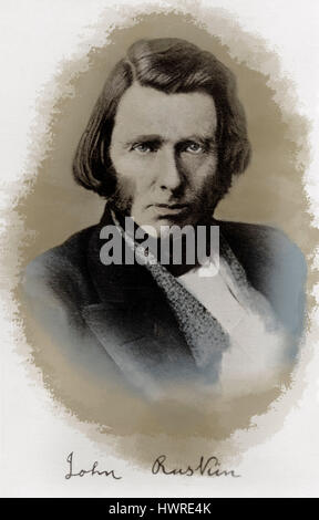 John Ruskin, portrait. Peintre et écrivain romantique anglais, scientifique, philosophe et 8 février 1819 - 20 janvier 1900 Banque D'Images