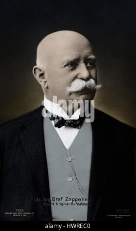 Comte Ferdinand von Zeppelin - portrait du fondateur de l'Allemande Zeppelin airship company.8. Juillet 1838 - 8 mars 1917. Photographie prise par H.Brandseph. Banque D'Images