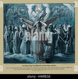 Ouverture de la 7-livre scellé par l'agneau, Apocalypse de Jean chapitre VIII les versets 1 - 2 "quand il ouvrit le septième sceau, il y eut dans le ciel un silence d'environ une demi-heure. Et je vis les sept anges qui se tenaient devant Dieu, et sept trompettes leur furent données.' 1852-60 illustration par Julius Schnorr von Carolsfeld Banque D'Images