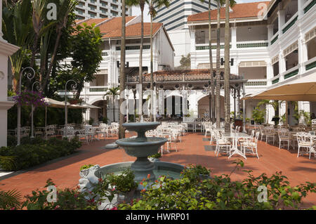 Singapour, l'Hôtel Raffles, cour Banque D'Images