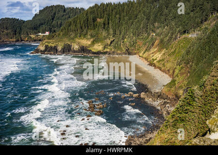 Vue sur la côte du Pacifique de l'Oregon, à Yachats Banque D'Images