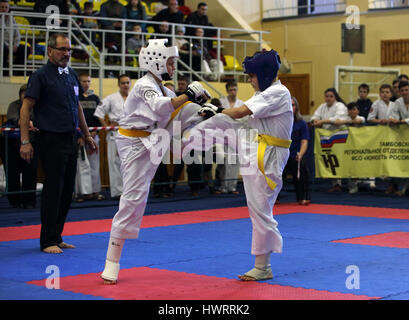 Kyokushin Karate Kid 2017 Championnat de Russie Banque D'Images