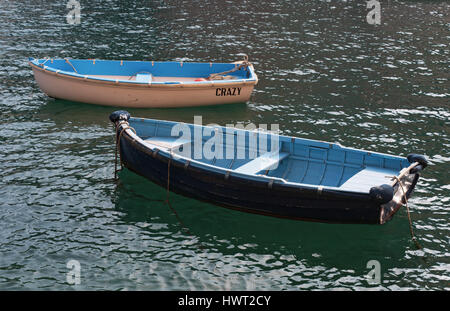 Portofino, Italie, nature et paysage marin : deux bateaux de pêche flottant sur l'eau Banque D'Images