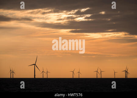 Turbines de la Lincs parc éolien offshore au large de la côte du Lincolnshire, Royaume-Uni Banque D'Images
