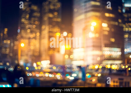 Dans la ville de Hong Kong, bokeh vue nocturne de la ville Banque D'Images