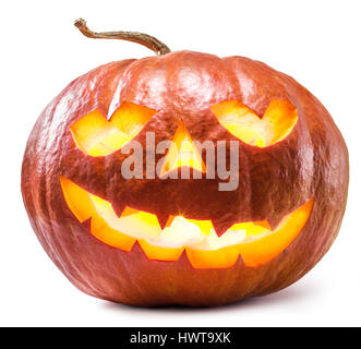 Lanterne citrouille souriant ou jack-o'-lantern est l'un des symboles de l'Halloween. Attribut d'Halloween. Banque D'Images