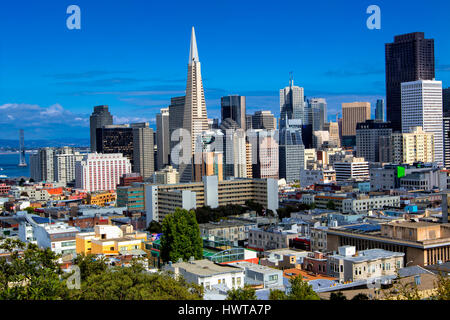 Vue sur le quartier des affaires et du quartier chinois de North Beach Banque D'Images