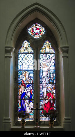 Vitrail à l'église Saint John's, l'île de Man Banque D'Images