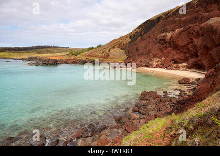 Plage Ovahe, île de Pâques (Isla de Pascua) (Rapa nui), Chili Banque D'Images