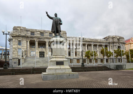 Richard John Seddon statue au Parliament House, Wellington, Nouvelle-Zélande Banque D'Images