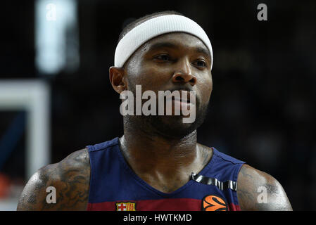 Madrid, Espagne. Mar 23, 2017. Tyrese Rice, # 2 du FC Barcelone au cours de la gestuelle de Lassa Euroligue de basket-ball match entre le Real Madrid et le FC Barcelone dans WiZink Lassa au centre de Madrid. Credit : Jorge Sanz/Pacific Press/Alamy Live News Banque D'Images