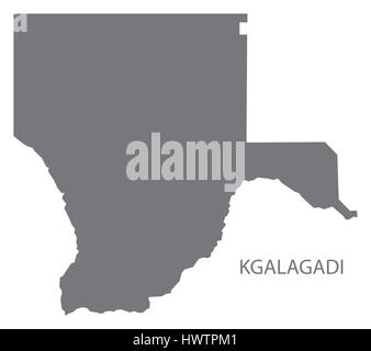 Botswana Kgalagadi district map gris illustration silhouette Illustration de Vecteur