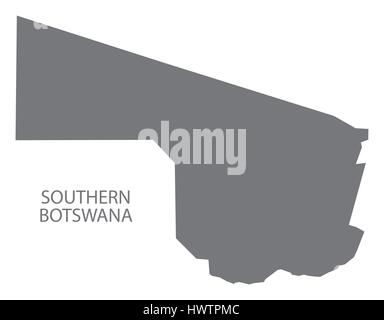 Le sud du Botswana district map gris illustration silhouette Illustration de Vecteur