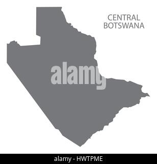 Botswana Central district map gris illustration silhouette Illustration de Vecteur