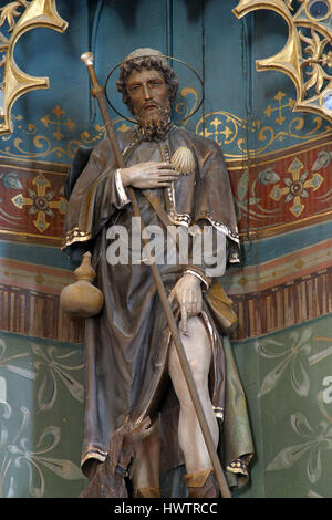 Saint Roch statue sur l'autel dans l'église paroissiale de Saint Roch dans Kratecko, Croatie le 16 juillet 2010. Banque D'Images