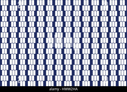 Rectangles blancs dans une rangée. Motif et une tuile. Design Textile et de l'arrière-plan. Illustration sur fond bleu. Banque D'Images