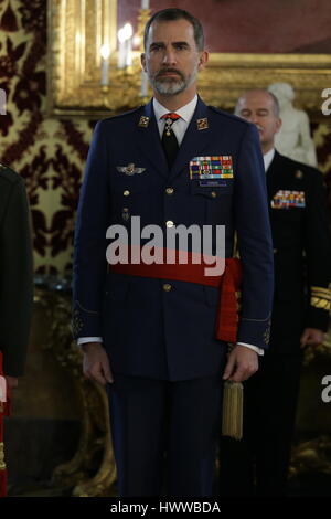 Madrid, Espagne. Mar 23, 2017. Roi d'Espagne Felipe VI au cours d'audience avec Militares au Palais de la Zarzuela à Madrid le jeudi 23 mars 2017. Gtres más información : crédit en ligne Comuniación,S.L./Alamy Live News Banque D'Images