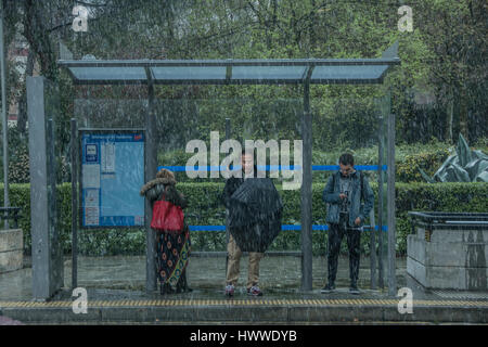 Madrid, Espagne. Mar 23, 2017. Climat La neige bizarre à Madrid, Espagne après un flash printemps Crédit : Alberto Ramírez Sibaja/Alamy Live News Banque D'Images