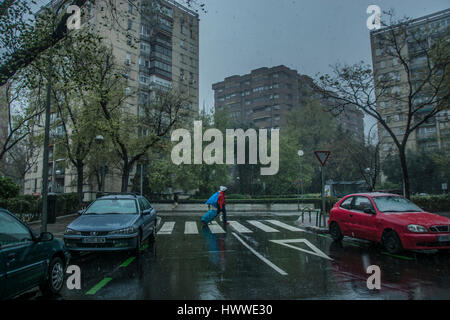 Madrid, Espagne. Mar 23, 2017. Climat La neige bizarre à Madrid, Espagne après un flash printemps Crédit : Alberto Ramírez Sibaja/Alamy Live News Banque D'Images