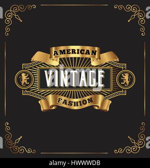 Or Premium vintage frame dessin d'étiquette. Convient pour l'étiquette de vin et de whiskey, bijouterie, restaurant, bière étiquette. Vector illustration Illustration de Vecteur