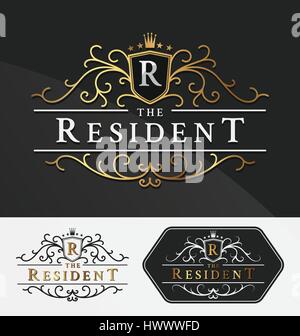 Logo Royal luxe Re-vecteur modèle de conception assez adapté pour les entreprises et les noms de produits, comme l'industrie de luxe, hôtel, restaurant, mariage juif Illustration de Vecteur