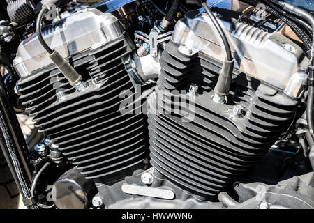 Indianapolis - Circa Mars 2017 : Moteur d'une Harley Davidson. Harley Davidson Motorcycles sont connus pour leur fidèle à la suite de V Banque D'Images